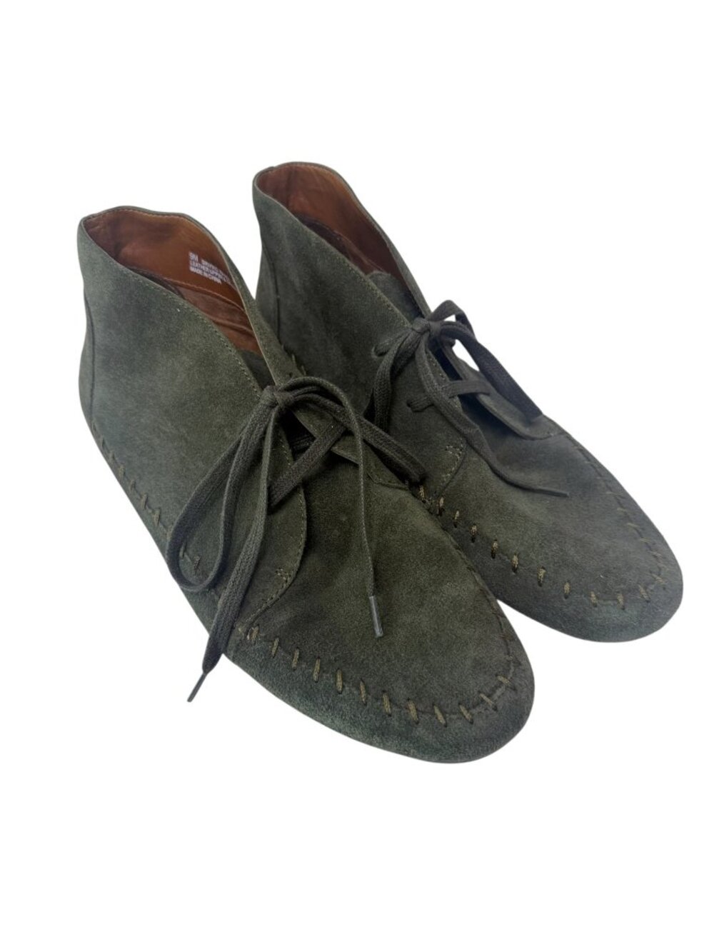 Aerosoles Moccasin Booties Womens 9 Ankle Driving Shoes Green Suede Leather